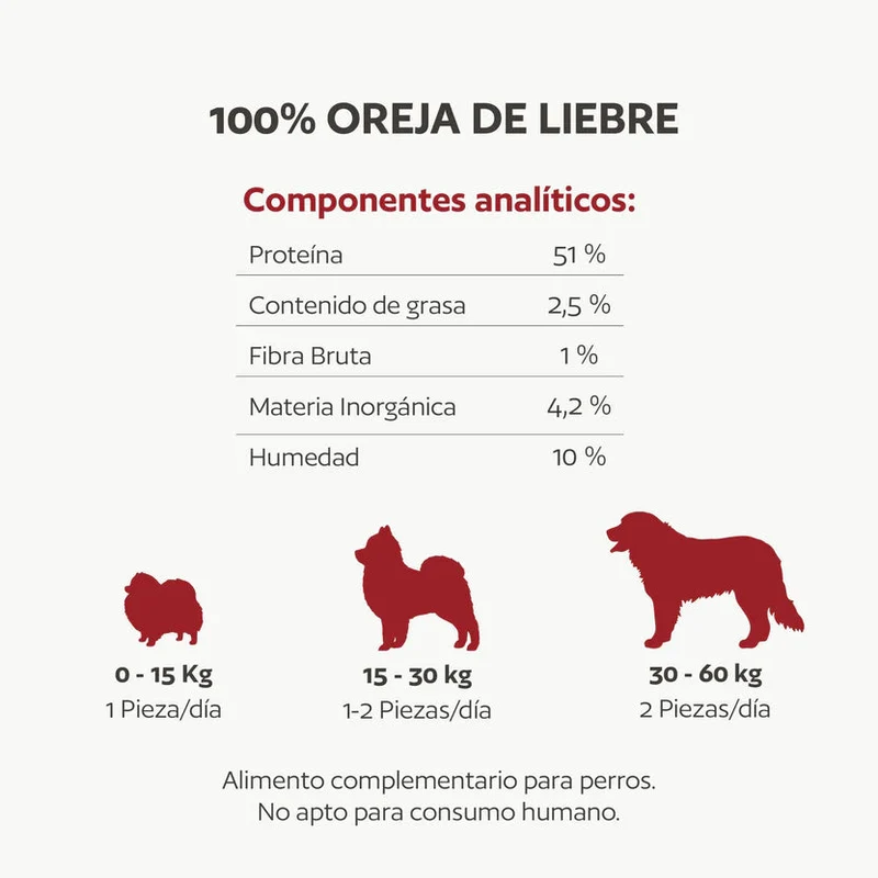 Hobbitalf Orejas de Liebre 3 uds Snack Natural para Perros