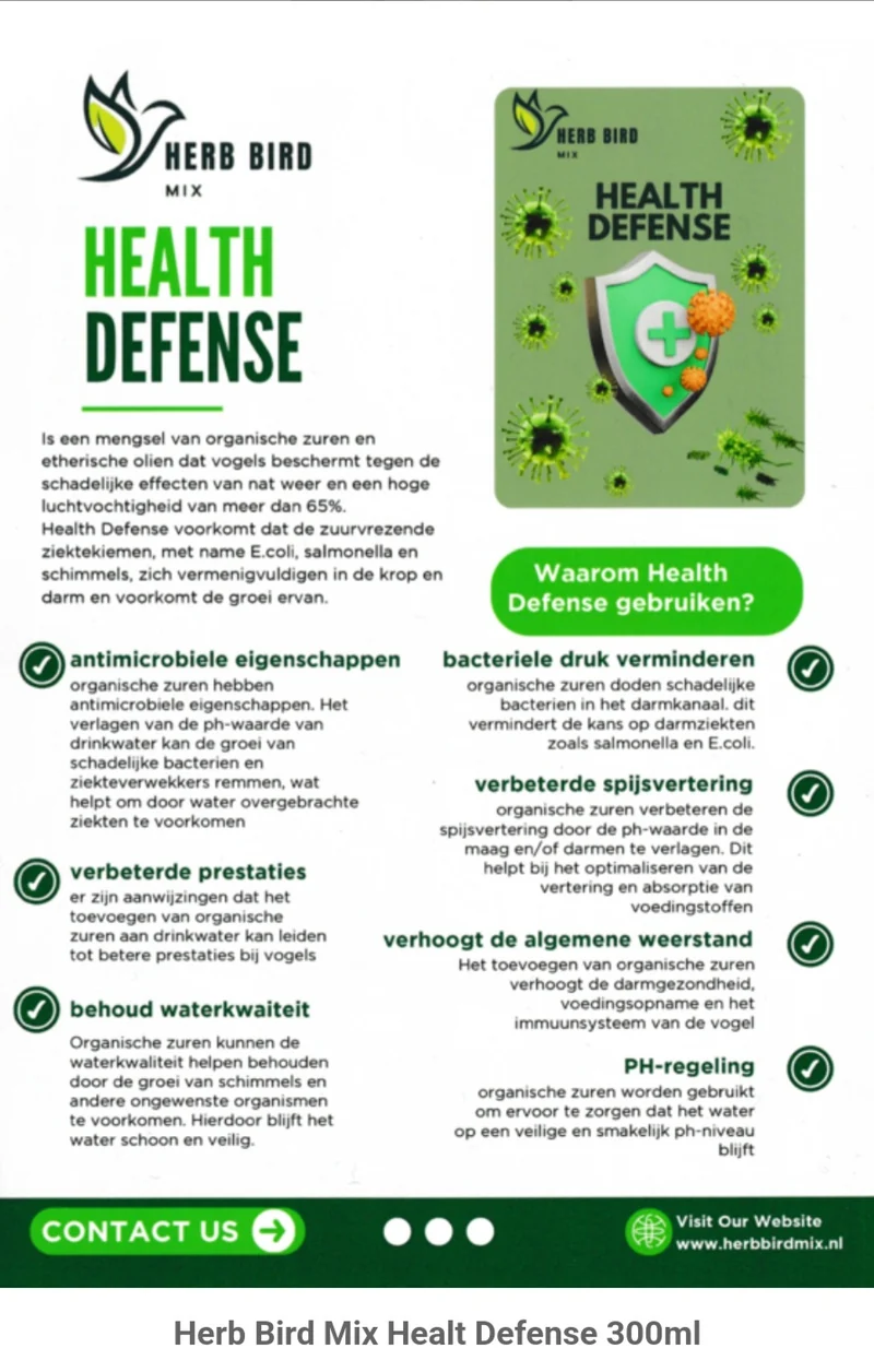 Health Defense 10 ml - Previene la coccidiosis (Antimanchas Negras ⚫️ 🌱) - Regula mejor el pH - Mezcla de hierbas para pájaros