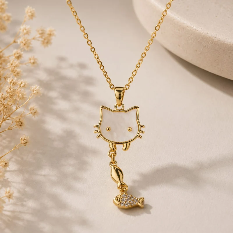 Collar Acero Inoxidable Gatita Sweet Gold Dorado