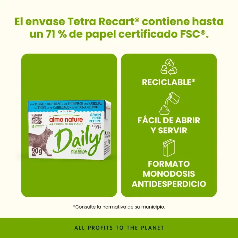 Almo Nature Daily Atún y Bacalao Brick Comida Húmeda para Gatos