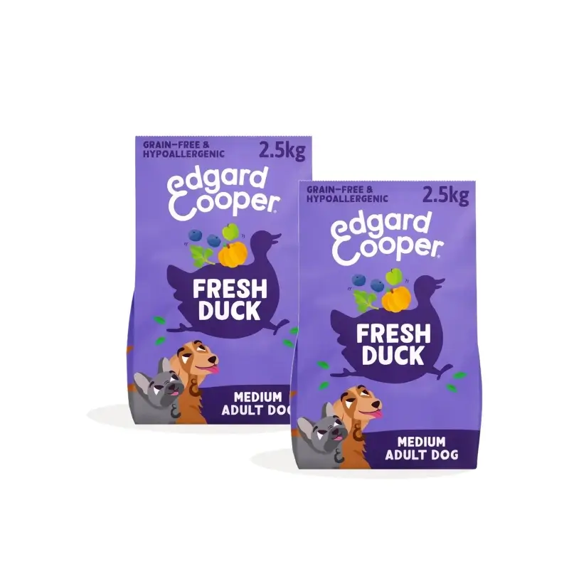 Edgard & Cooper Pienso Perro Adulto Mediano Pato, Pack 2 x 2,5 kg