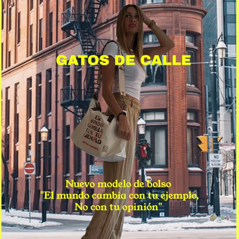 Bolso “El mundo cambia con tu ejemplo, no con tu opinión”- Beige