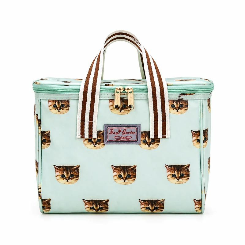 Nevera Térmica. Estampado Gatitos Verde