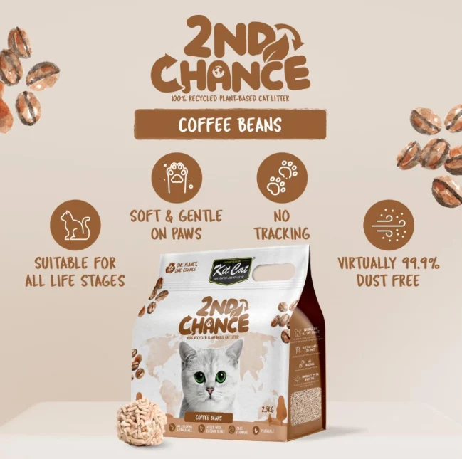 Kit Cat Arena Eco 2nd Chance - Coffee Beans, Guisante y Yuca (aroma suave) - 7L- 2.5KG