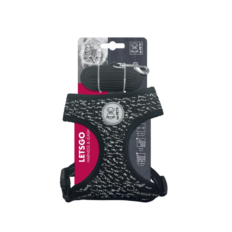 LETSGO Cat Harness & Leash Set - Black