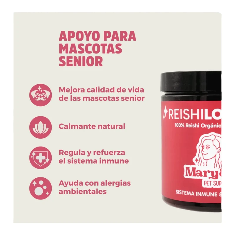 Mary&trufa REISHI LONGEVITY REGULA Y REFUERZA EL SISTEMA INMUNE. APOYO MASCOTAS SENIOR.