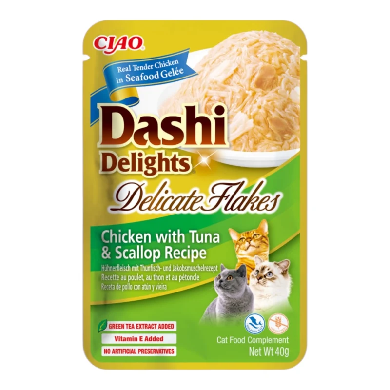 Dashi delight delicate flakes pollo atún vieiras