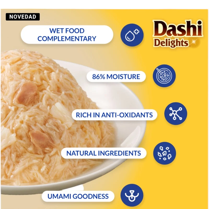 Dashi Delicate Flakes Pollo y Atún para Gatos