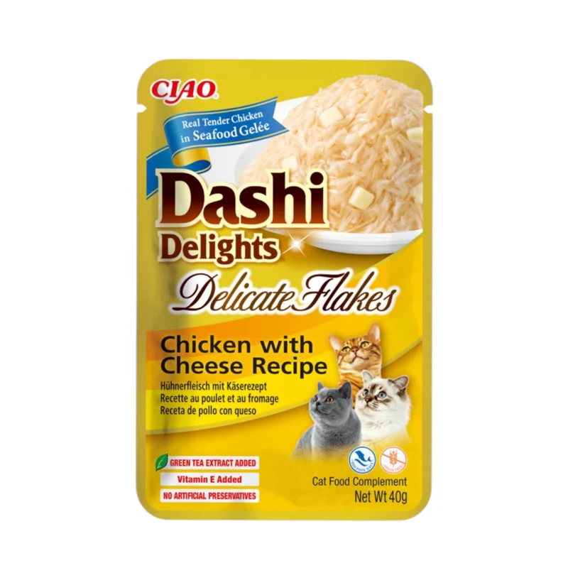 Dashi Delicate Flakes Pollo y Queso para Gatos