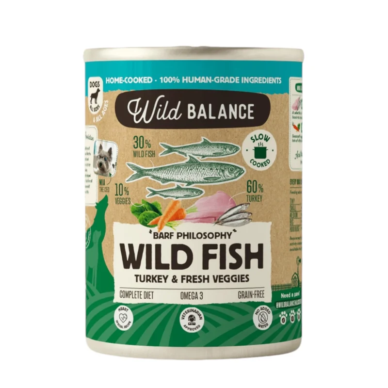 Wild Balance Pescado y Pavo con Verduras para Perros — Comida Húmeda BARF