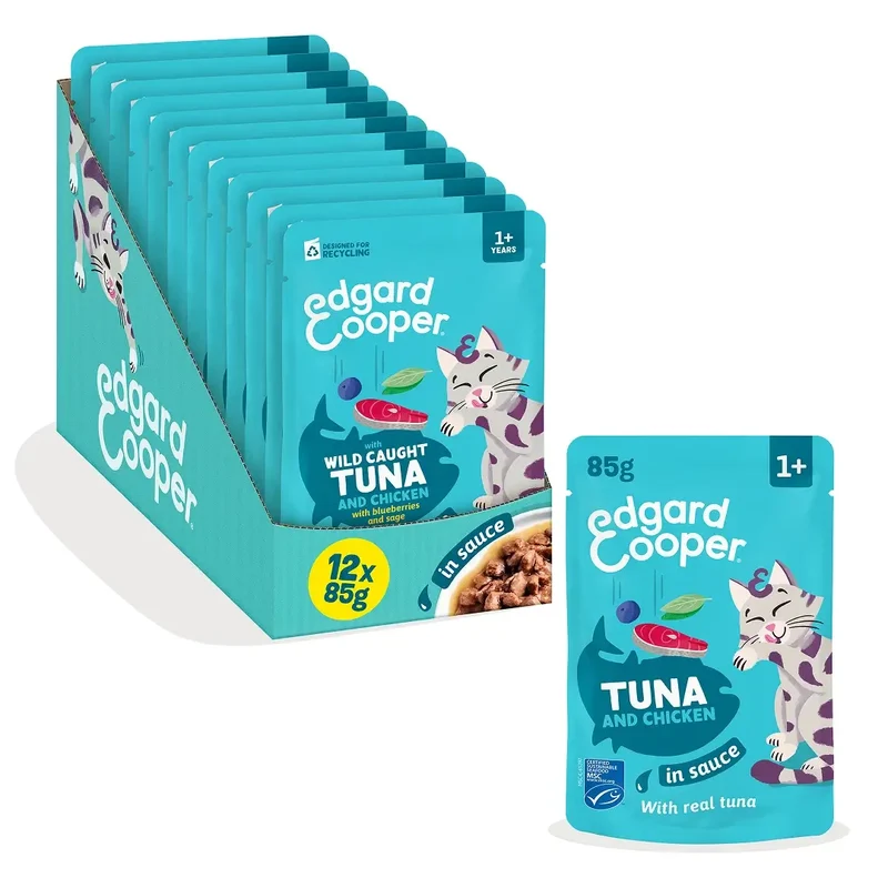 Edgard & Cooper Atún & Pollo En Salsa Adulto, 12x85 gr