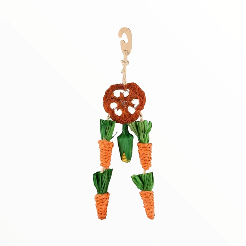 Flamingo Atrapa Sueños Zanahorias para Conejos y Roedores — Juguete Colgante