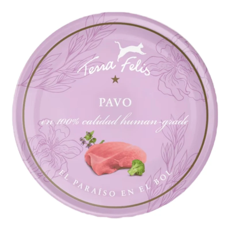 Terra Felis Pavo 80g para Gatos — Alimento Completo 90% Carne Fresca