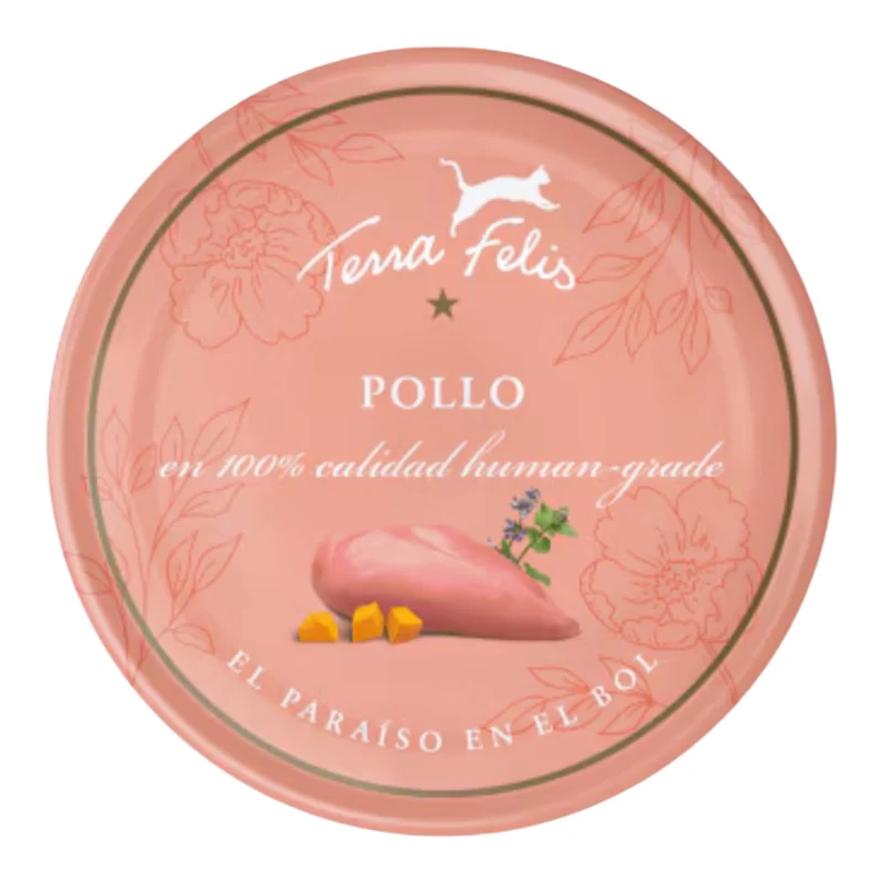 Terra Felis Pollo 80g para Gatos — Alimento Completo 90% Carne Fresca