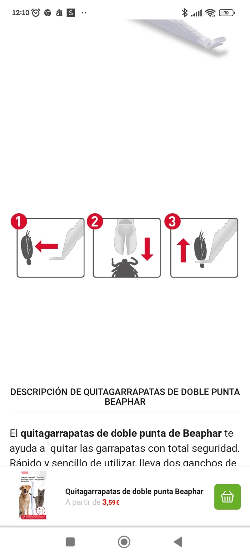 Beaphar Pinza para la Extracción de Garrapatas — Doble Punta Segura