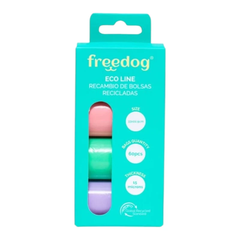Freedog Bolsas Recoge Excrementos de Plástico Reciclado — Colores Variados
