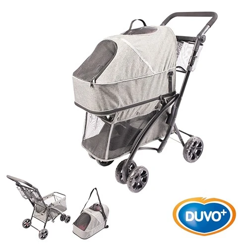 Duvo Carro 3 en 1 Transportín Mochila y Carro para Mascotas