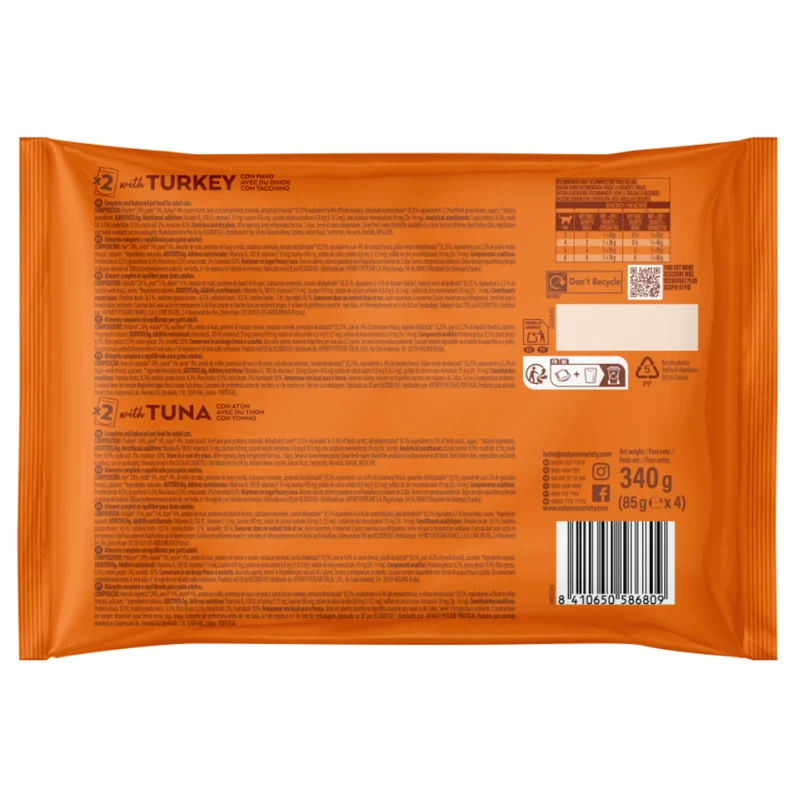 Nature'S Variety Cat Pack 4 Bocaditos en Salsa con Pavo y Atún 85 g