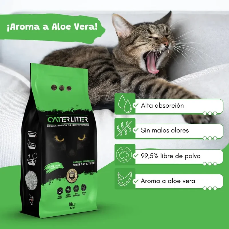 Arena Aglomerante para Gatos Aloe Vera 10L Catter Litter