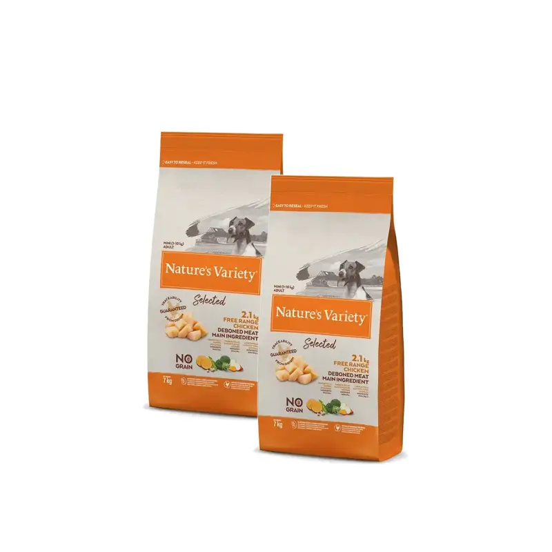 Nature's Variety Selected Adult Mini Pollo Campero Pienso Perros 7 kg, pack 2