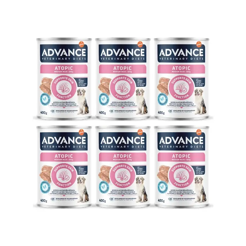 Advance Comida Húmeda Support Skin Para Perros Medium Maxi, Single Serve, 6 x 400 gr