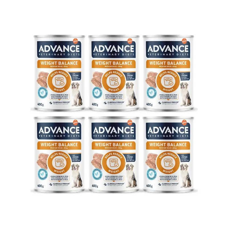 Advance Comida Húmeda Help Reduce Weight Para Perros Medium, Single Serve, 6 x 400 gr
