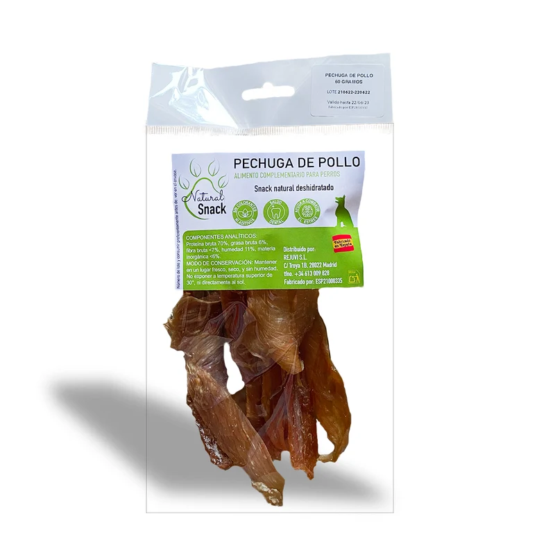 Snack Natural Pechugas de Pollo Deshidratadas