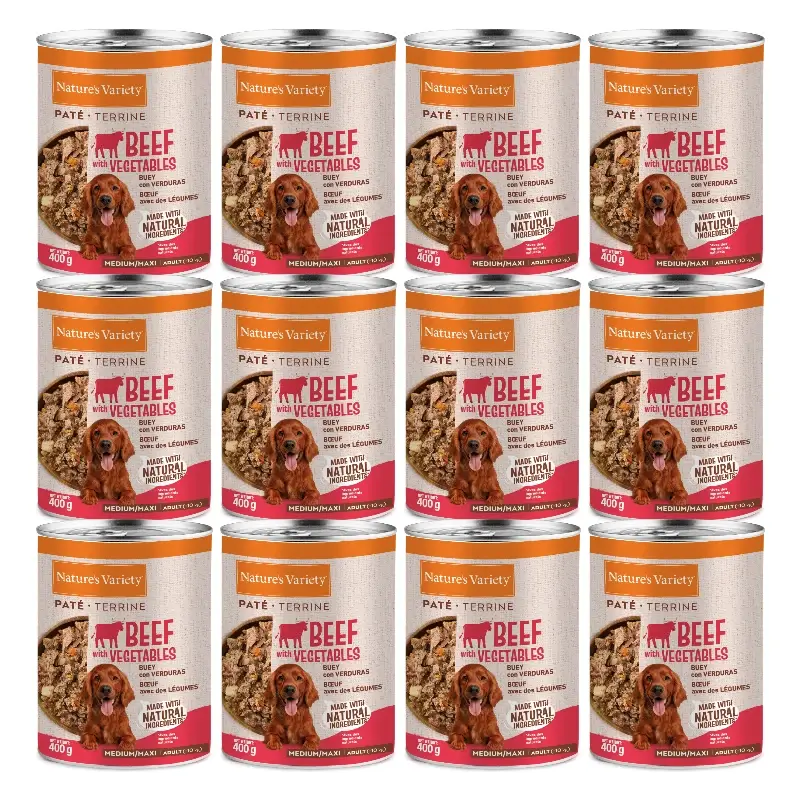 Nature'S Variety Comida Húmeda Para Perros, Medium, Con Buey, Single Serve, 12 x 400 gr