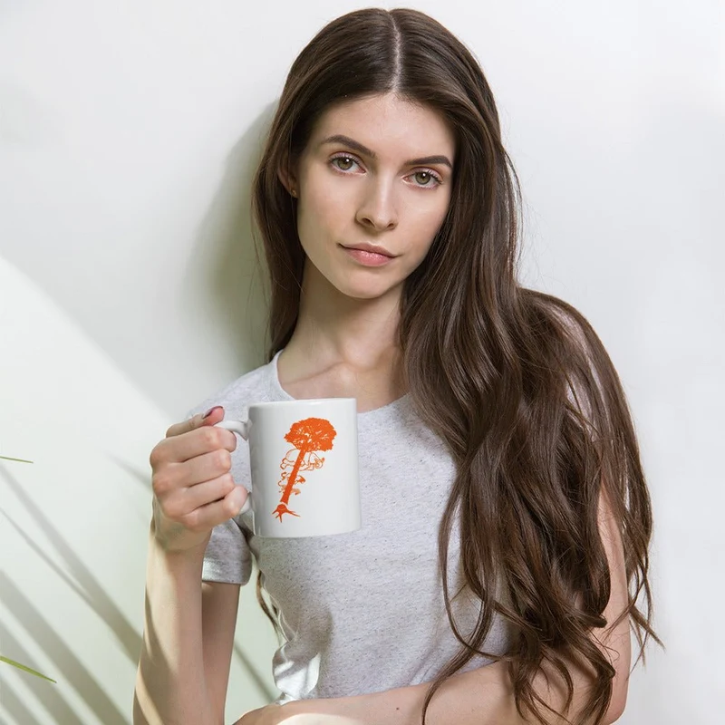 Taza blanca brillante deforestación