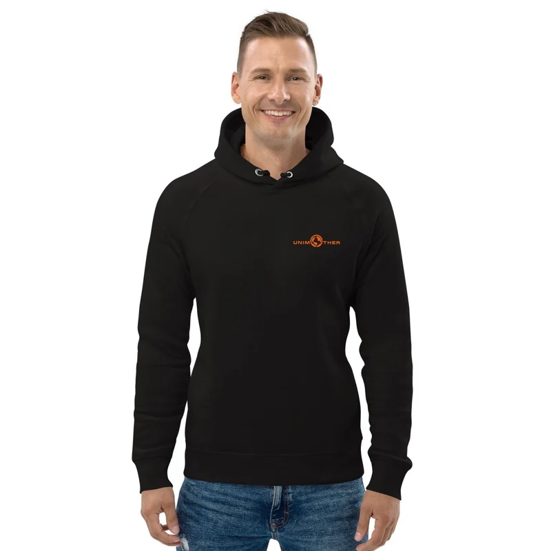 Negro Unimother Sudadera con capucha unisex 85% algodón orgánico 15% poliéster reciclado
