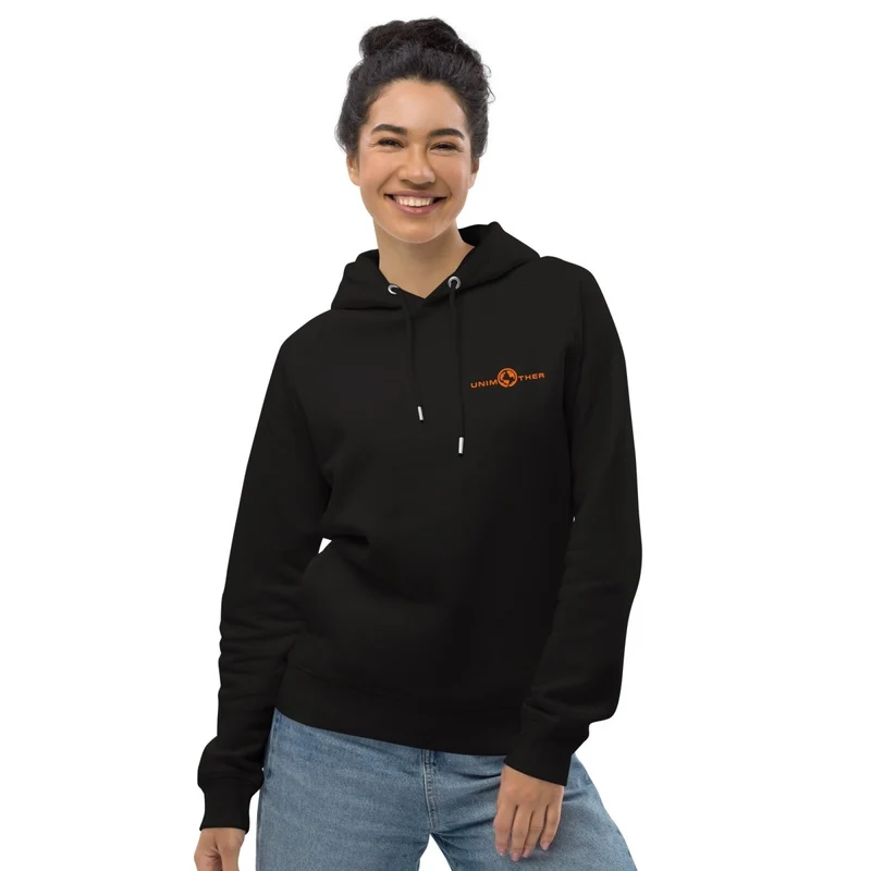 Negro Unimother Sudadera con capucha unisex 85% algodón orgánico 15% poliéster reciclado