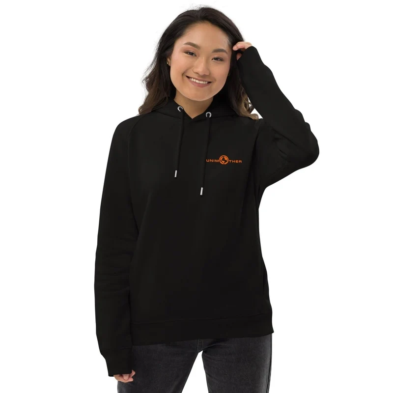 Negro Unimother Sudadera con capucha unisex 85% algodón orgánico 15% poliéster reciclado