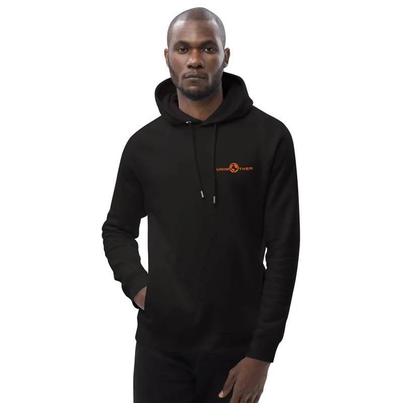 Negro Unimother Sudadera con capucha unisex 85% algodón orgánico 15% poliéster reciclado