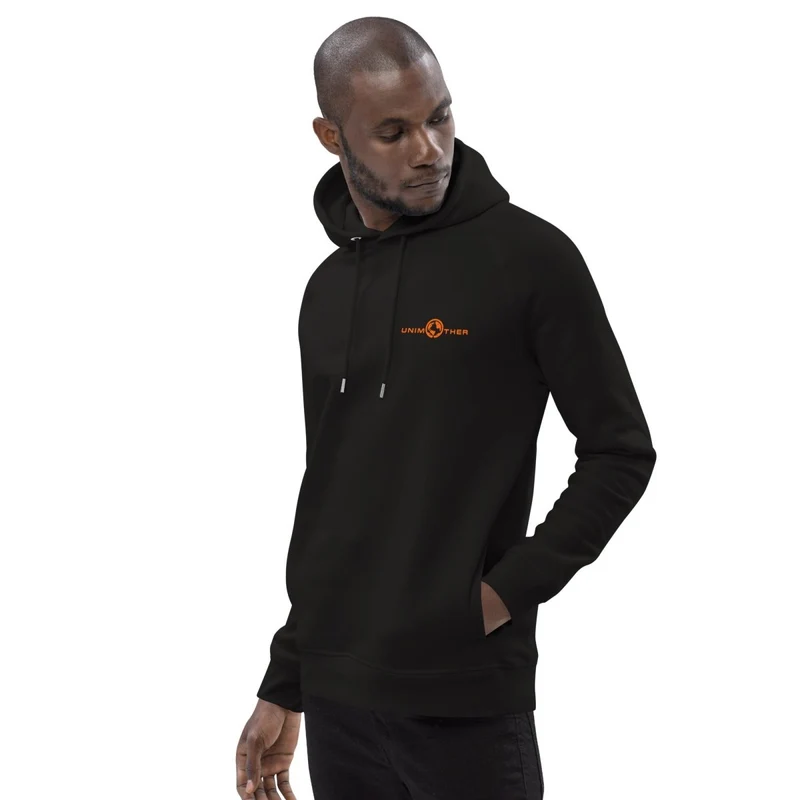 Negro Unimother Sudadera con capucha unisex 85% algodón orgánico 15% poliéster reciclado