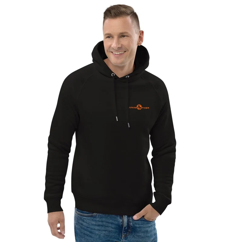 Negro Unimother Sudadera con capucha unisex 85% algodón orgánico 15% poliéster reciclado
