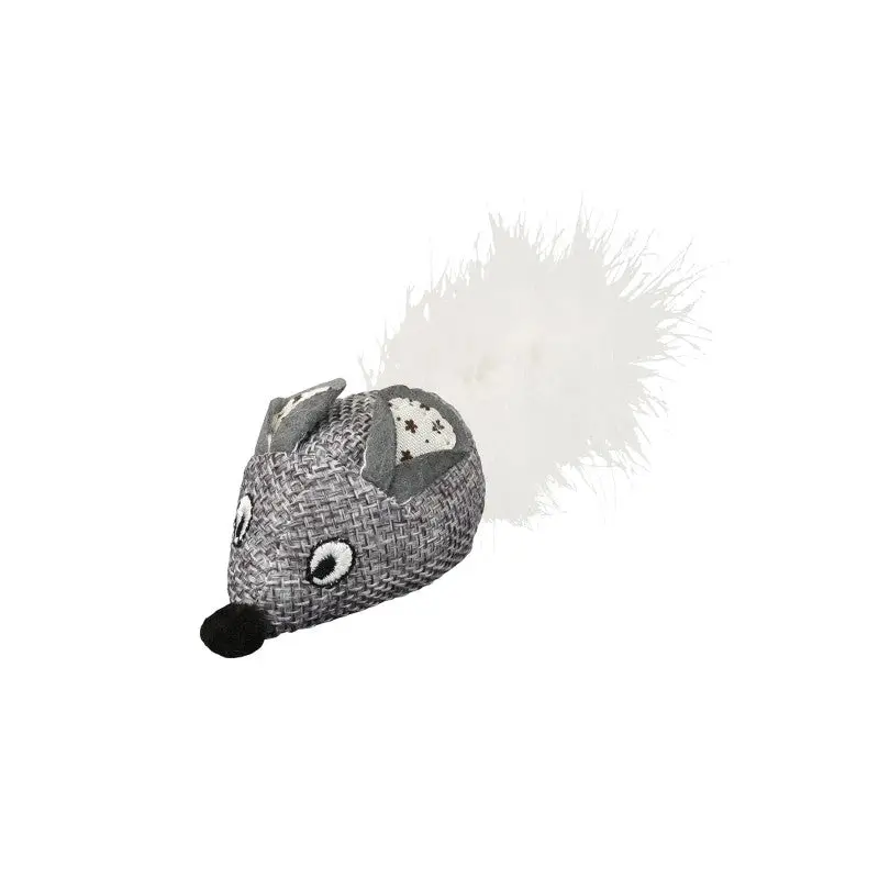 Juguete Gato Raton Gris con Pluma