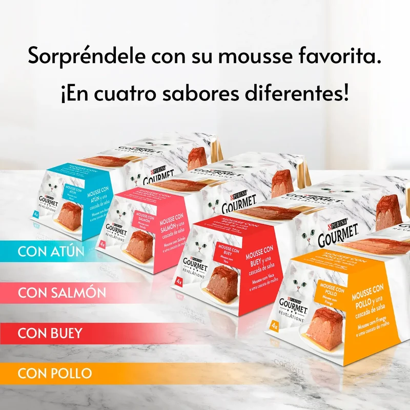 Purina Gourmet Revelations Mousse Buey Pack 4x57 g