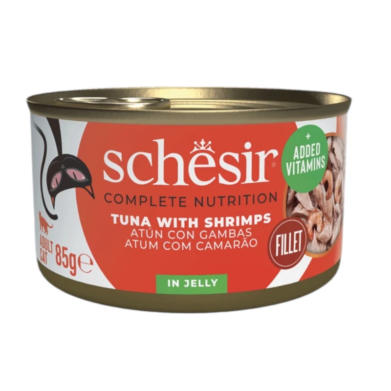 Schesir Lata Atún y Gambas Alimento Completo para Gatos — 85g