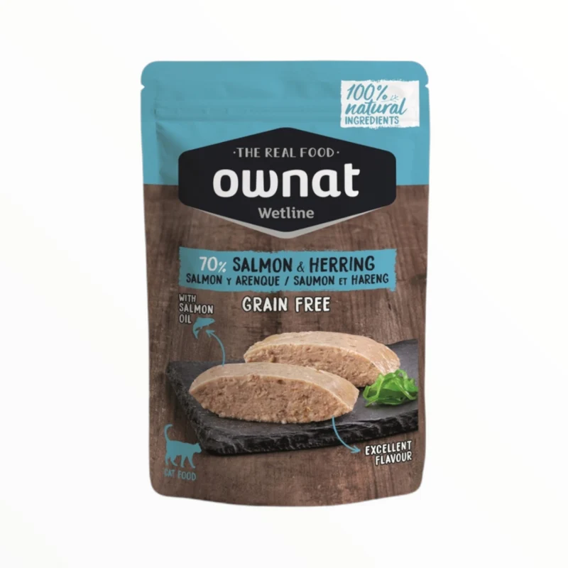 Ownat Pouche Salmón y Arenque para Gatos — 85g Ingredientes Naturales