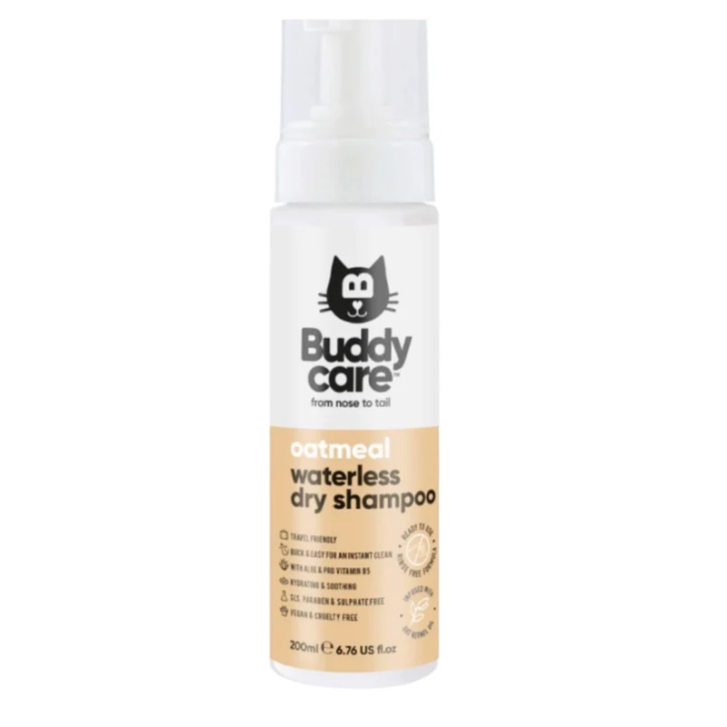 Buddy Care Champú en Seco de Avena para Gatos 200 ml — limpia sin agua
