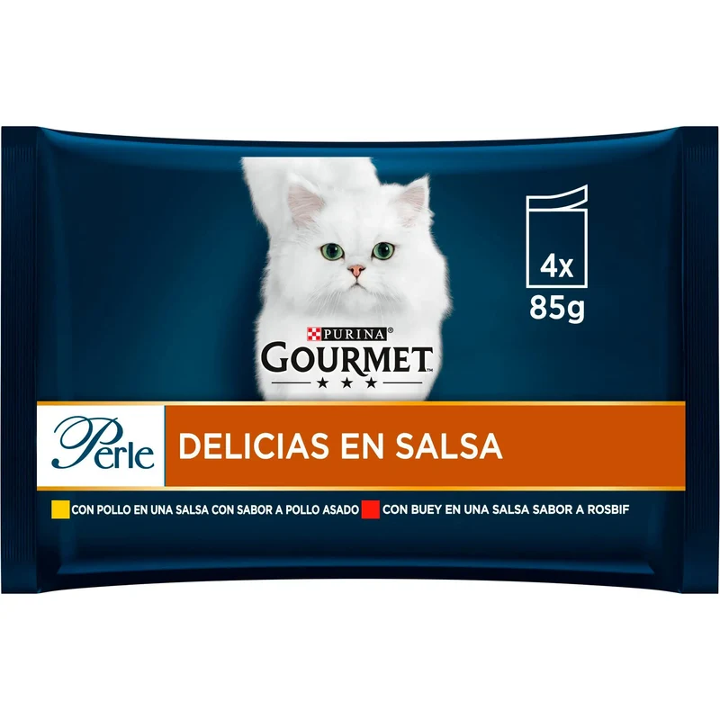 Gourmet Perle Delicias En Salsa Pollo Buey Pack 4x85 g