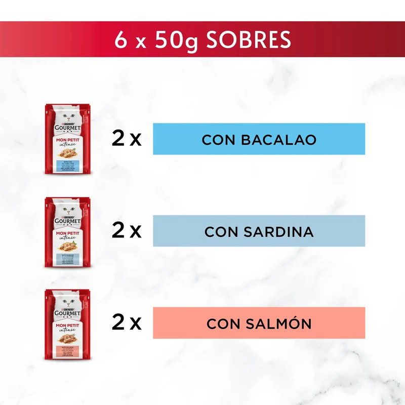 Gourmet Mon Petit Bacalao, Sardina y Salmón Pack 6X50 g