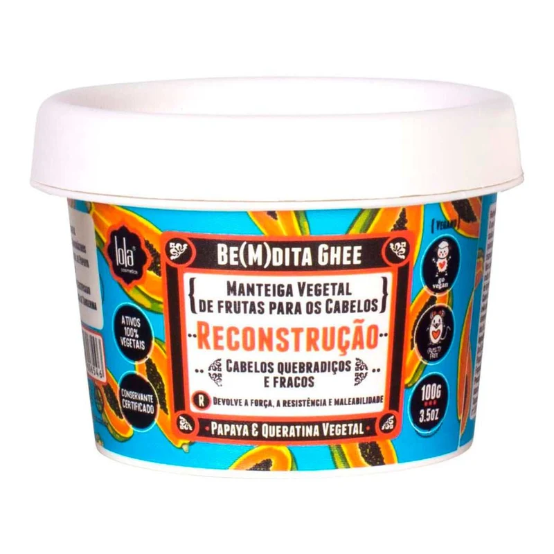 Lola Cosmetics Be(M)dita Ghee Máscara Reconstrução Papaya E Queratina Vegetal 100g