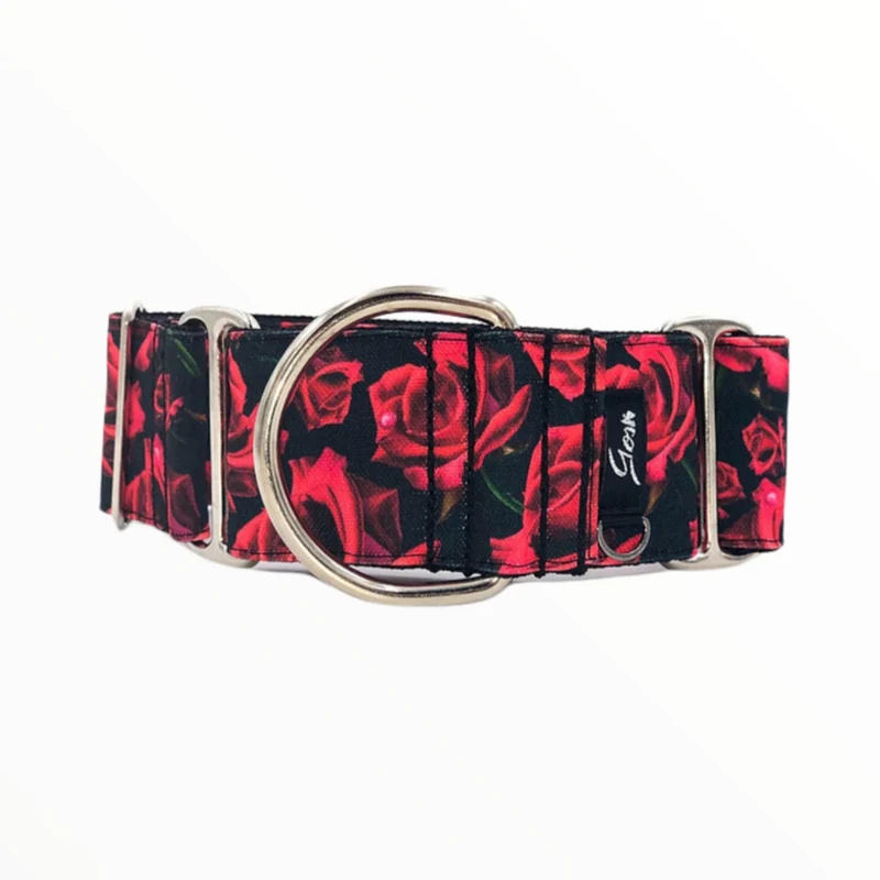 Gosk Collar Martingale Black Roses — Collar Antiescape para Perros
