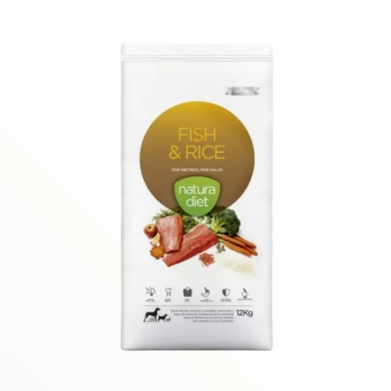 Natura Diet Fish & Rice para Perros Adultos — Pienso Hipoalergénico con Salmón y Arroz