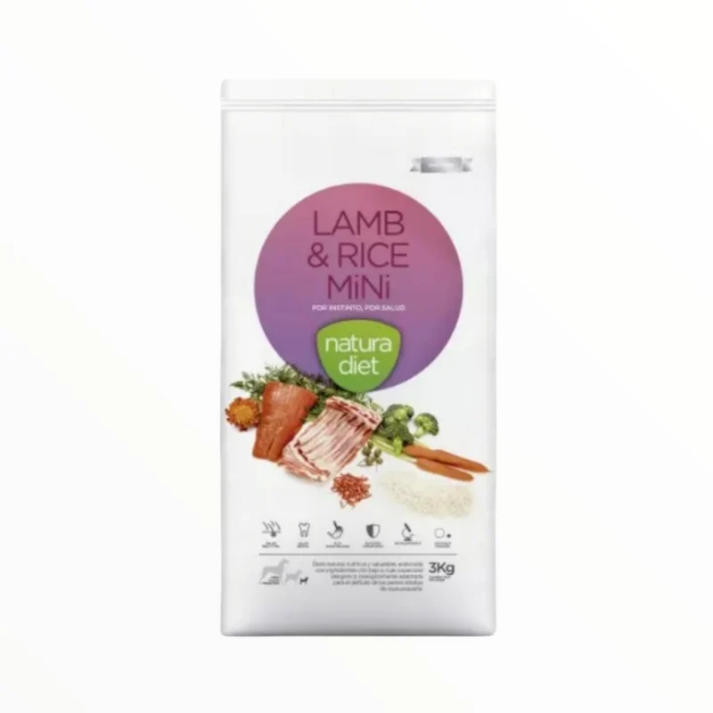 Natura Diet Lamb & Rice Mini para Perros Adultos Razas Pequeñas — Pienso Hipoalergénico con Cordero