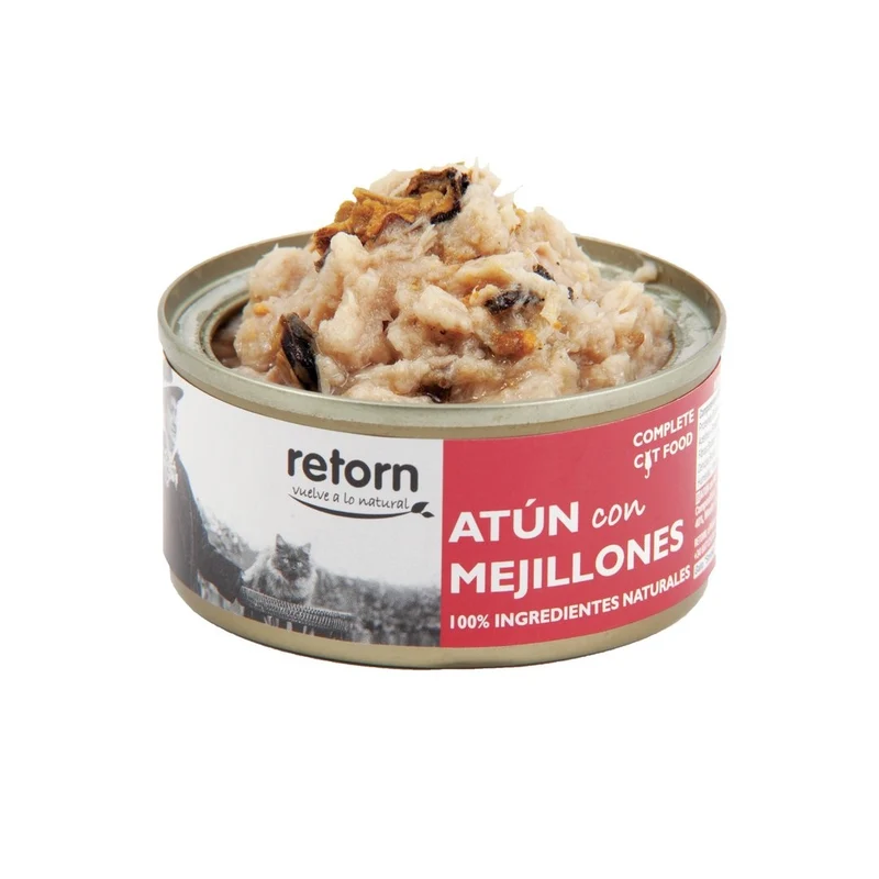 Retorn Lata de Atún con Mejillones para Gatos 80g — Comida Húmeda Natural