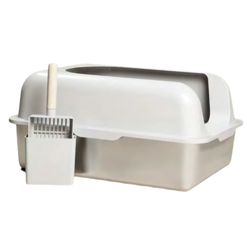 Arenero de Acero Inoxidable para Gatos — Higiénico y Duradero