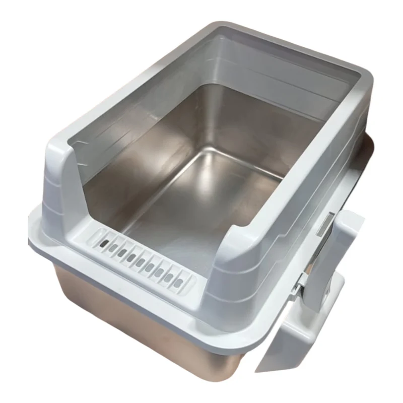 Arenero de Acero Inoxidable para Gatos — Higiénico y Duradero