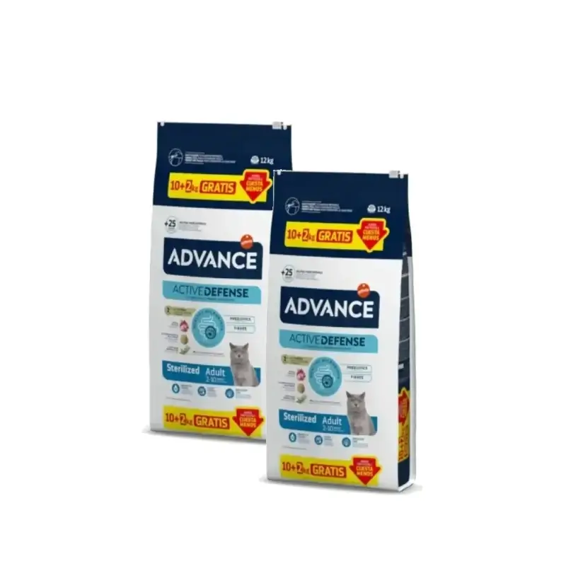 Advance Adult Sterilized pienso para gatos esterilizados Con Pavo, Pack 2 x 10+2 kg